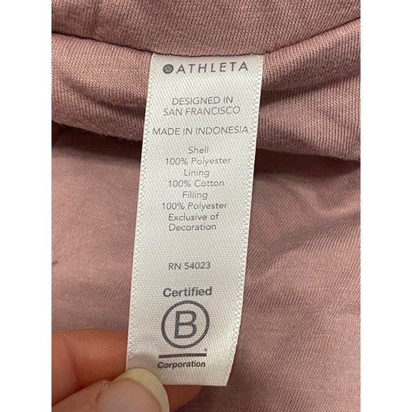 Athleta Faux Fur Hooded Bomber Jacket Dusty Rose Pink XXS Zip Up Cozy Warm - Picture 7 of 11